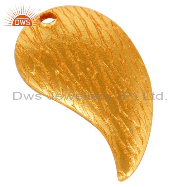 Exporter 18K Yellow Gold Plated Brass Brushed Finish Teardrop Charms Finding Jewelry