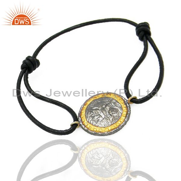 Exporter Oxidized And 22K Yellow Gold Plated Vintage Charms Fashion Macrame Bracelet