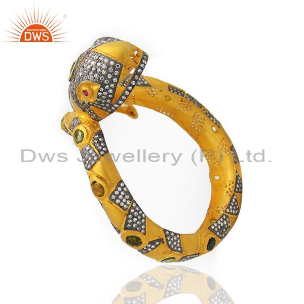 Supplier of 22k yellow gold brass cz crystal polki antique style snake bangle