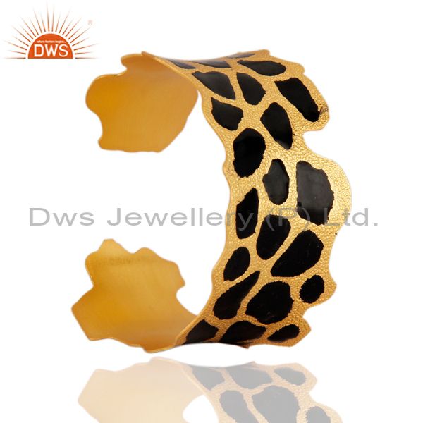 Exporter Artisan Suprb Design Elegent Yellow Gold Plated Black Meena Inlay Charm Bangle