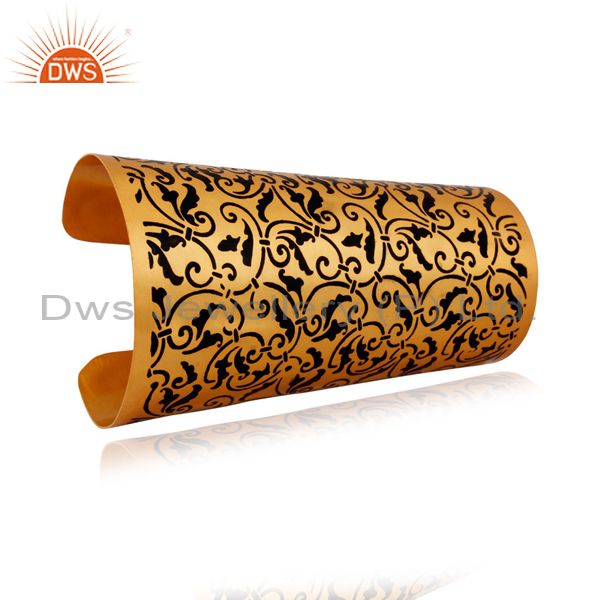 Exporter 18k Gold Plated Enameled Floral Design Painted New Fashion Bangle Cuff Bracelets