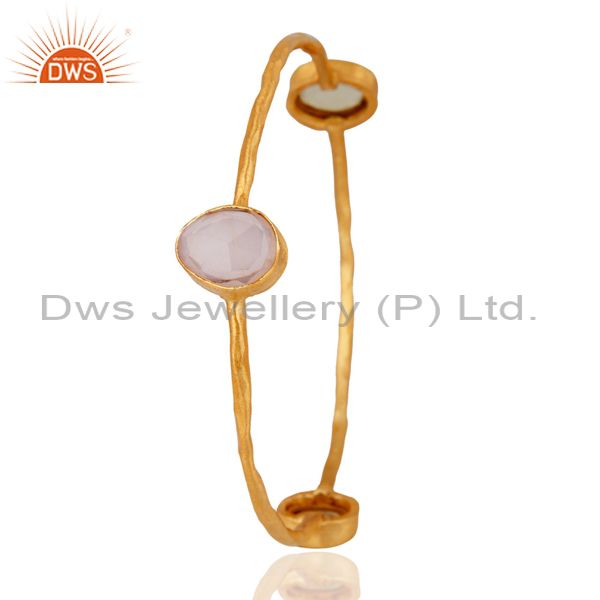 Supplier of 24k yellow gold on bangle semi precious stones stackable jewelry