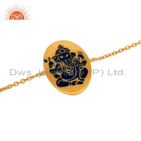 Exporter 18k Yellow Gold Plated Indian God Ganesh Peacock Color Enamel Bracelets