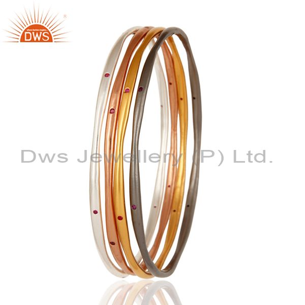 Supplier of Ruby color cz 18k gold plated over brass bangles set of four pcs