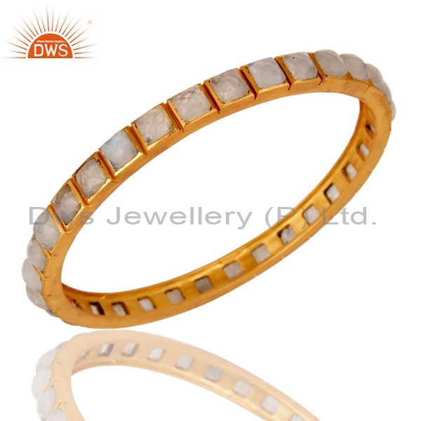 Supplier of 22k yellow gold plated rainbow moonstone brass bangle bracelet