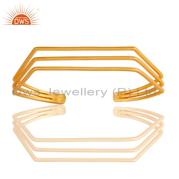 Exporter 18K Yellow Gold Plated Traditional Handmade Brass Wire Cuff Jewellery