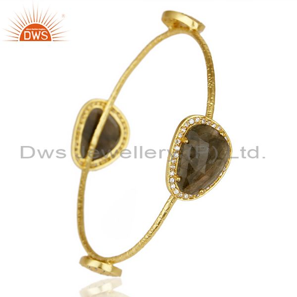 Supplier of Labrodorite free shape fashion bangle studded cz exclusive jewelry