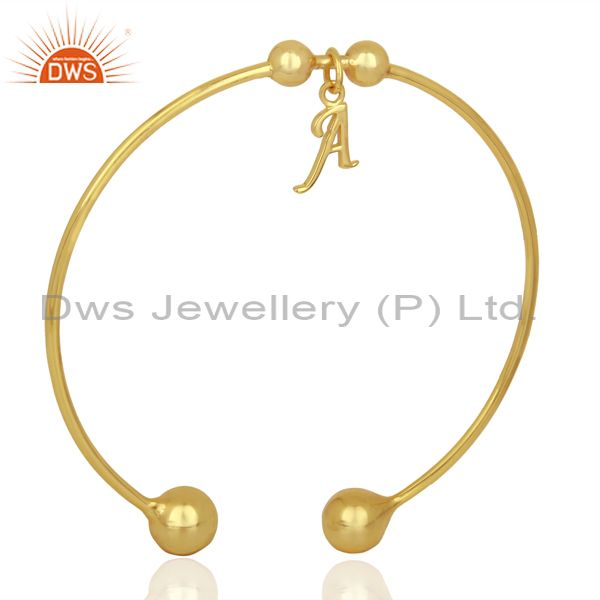 Gold plated a initial openable adjustable wholesale fashion cuff jewelry