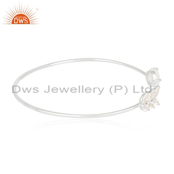 Exporter Fine Silver Plated Zircon and Moonstone Brass Cuff Bracelet Manufacturer India