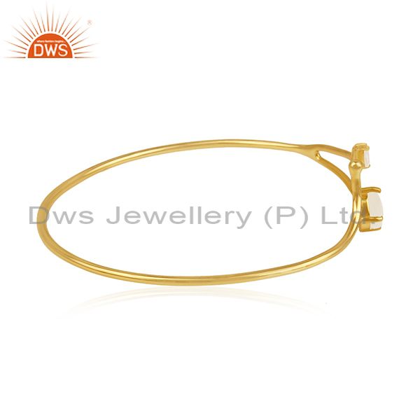 Exporter Rainbow Moonstone 18k Gold Plated Brass Fashion Designer Cuff Bracelet Suppliers