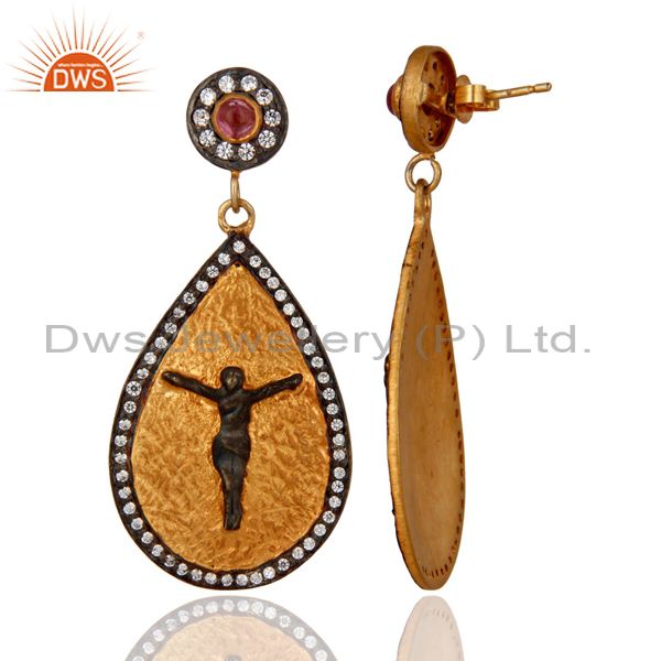 Suppliers Designer 18-Karat Gold Plated White Zircon Jesus Christ Women Special Earrings