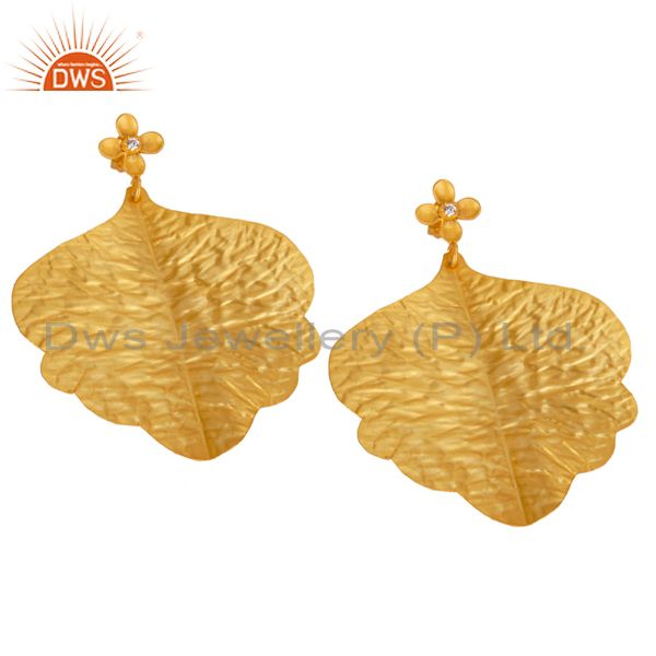 Exporter 22K Yellow Gold Plated Brass Handmade Petals Dangle Earrings