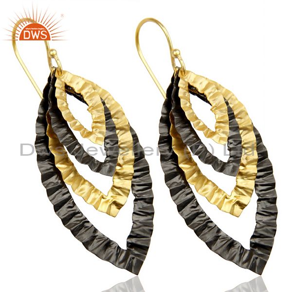 Exporter Fashionable Lightweight Hand Hammered Marquise Filigree Design Earring Jewelry