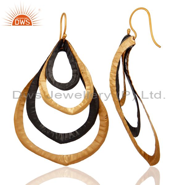 Exporter Oxidized And 18K Yellow Gold Plated Brass Designer Womens Fashion Earrings