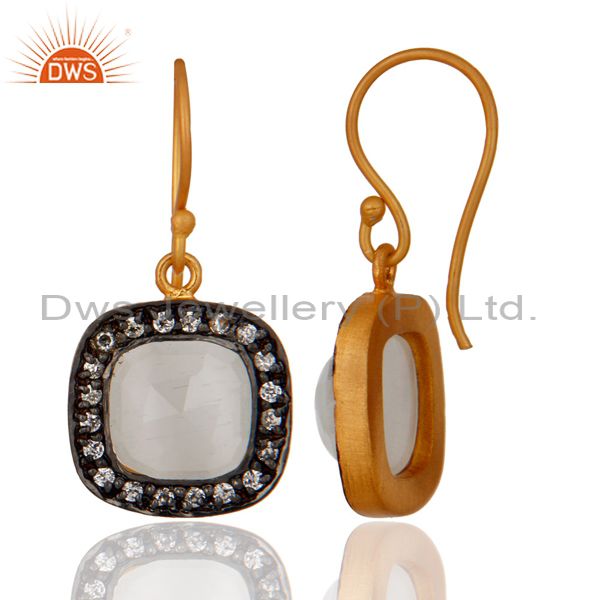 Exporter 18K Gold Plated Brass Cubic Zirconia Women Fashion Hook Earrings Jewelry