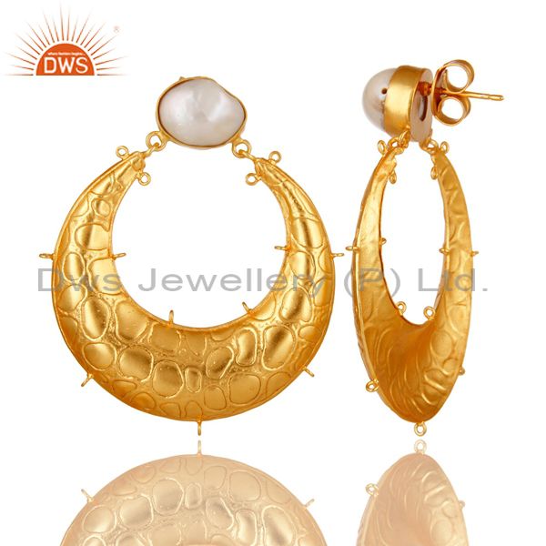Exporter Handmade Natural Pearl 18K Yellow Gold Plated Brass Designer Finding