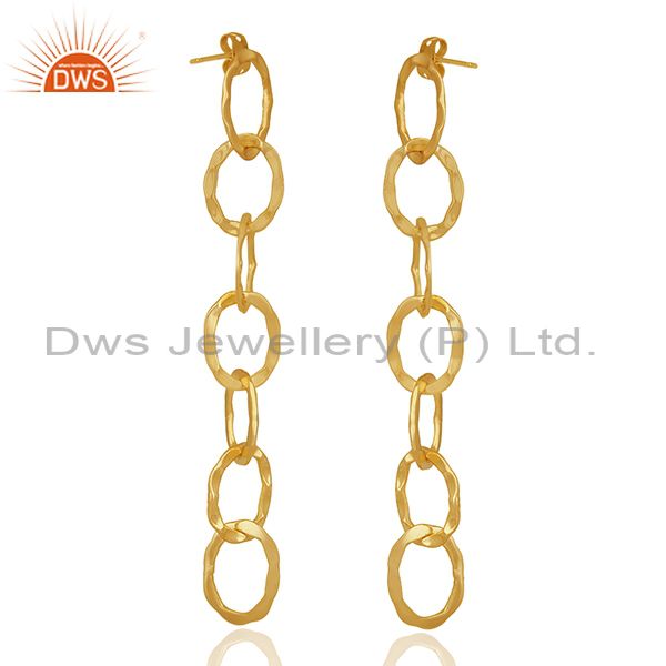 Exporter Chain and Link Design Gold Plated Fashion Earrings Manufacturer