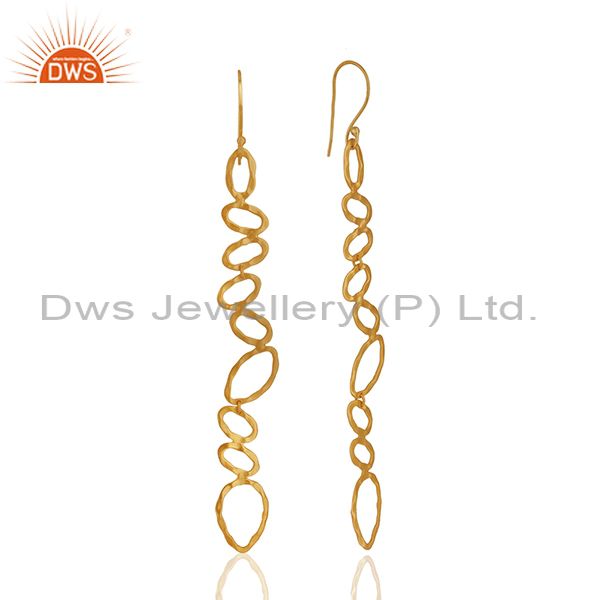 Exporter Handmade Brass Gold Plated Fashion Dangle Earrings Manufacturer