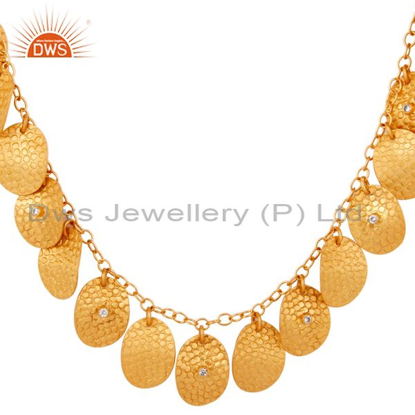 Exporter 18K Gold Plated Hand Hammered Artisan Jewelry Necklace