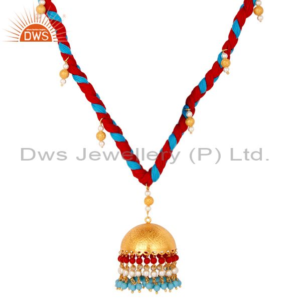 Exporter White Pearl Coral and Turquoise Indian Handcrafted Traditional Necklace