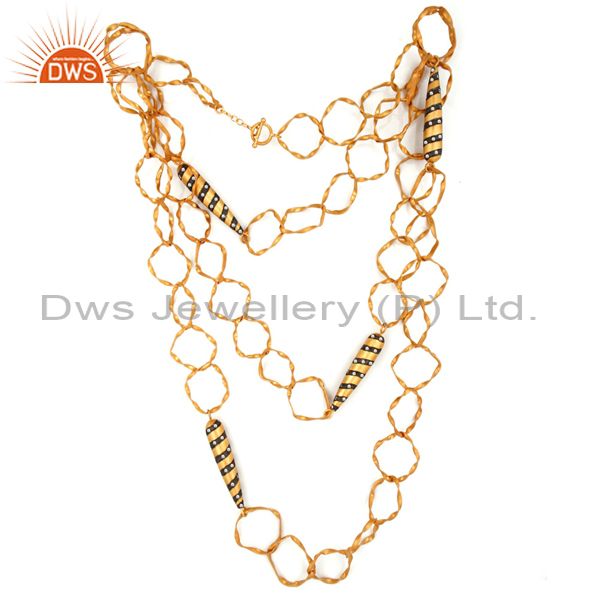 Exporter Unique Handmade 18K Gold Plated Cubic Zirconia Fashion Link Chain Necklace
