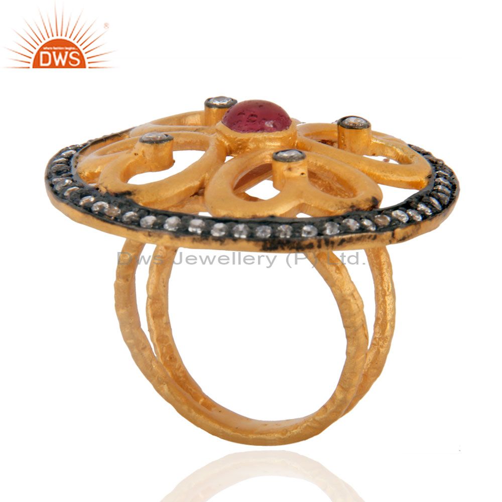 Exporter Artisan Crafted Handmade Gorgeous Tourmaline Stone Designer Cubic Zirconia Ring