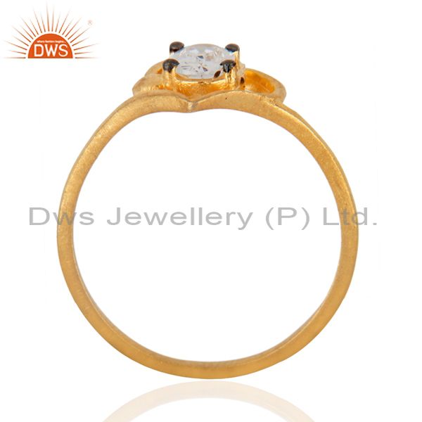 Exporter Handmade Ladies White Gleaming Cubic Zircon 18K Yellow Gold Plated Fashion Ring