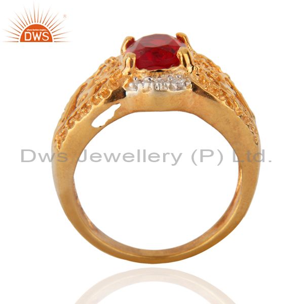Exporter Morganite White Topaz Zircon Women Jewelry Gemstone 14k Yellow Gold GP Ring Size