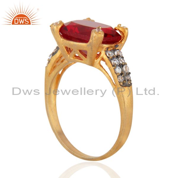 Exporter New White Cubic Zircon 24k Yellow Gold Plated Fashionable Elegant Ring