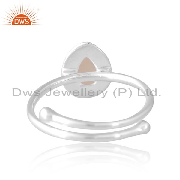 Sterling Silver White Ring With Ethiopian Pear