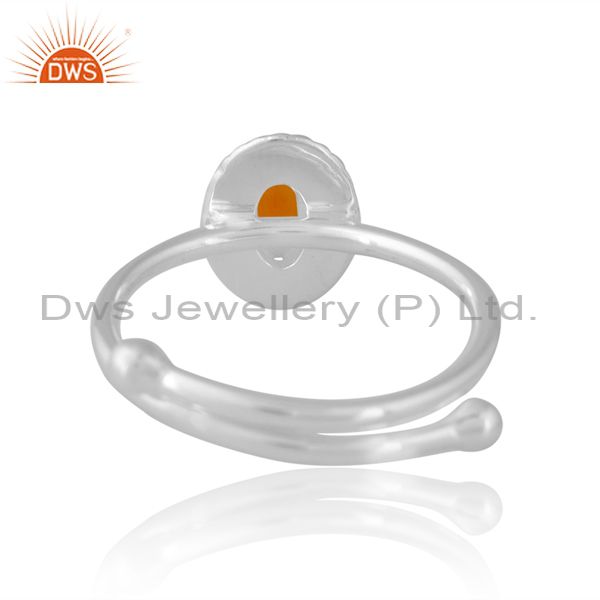 Oval Sterling Silver White Ring With Carnelian
