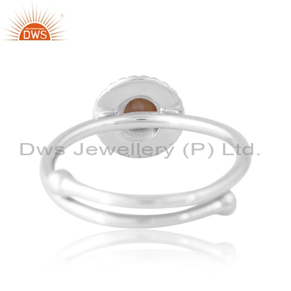 Sterling Silver White Ring With Pearl Cabochon