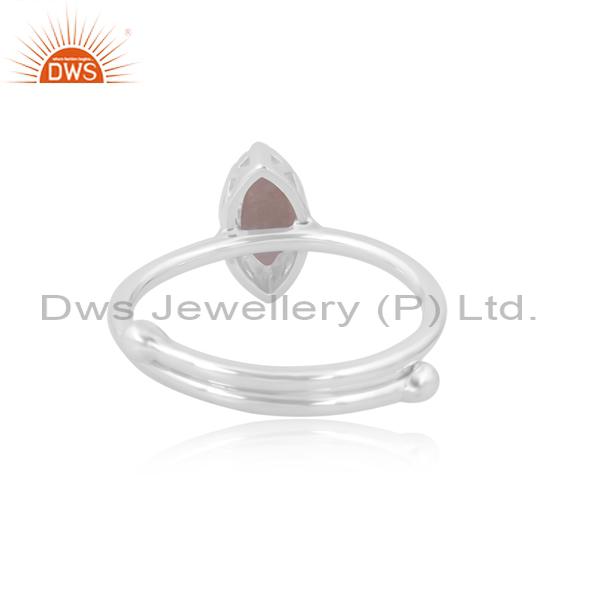 Silver Engagement Ring: Rose Quartz Gemstone