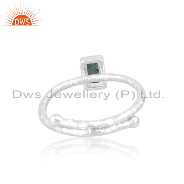 Green Strawberry Quartz Engagement Ring - Sterling Silver