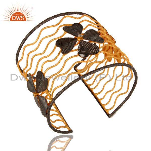 Exporter Gold Plated Handcrafted Floral Cuff