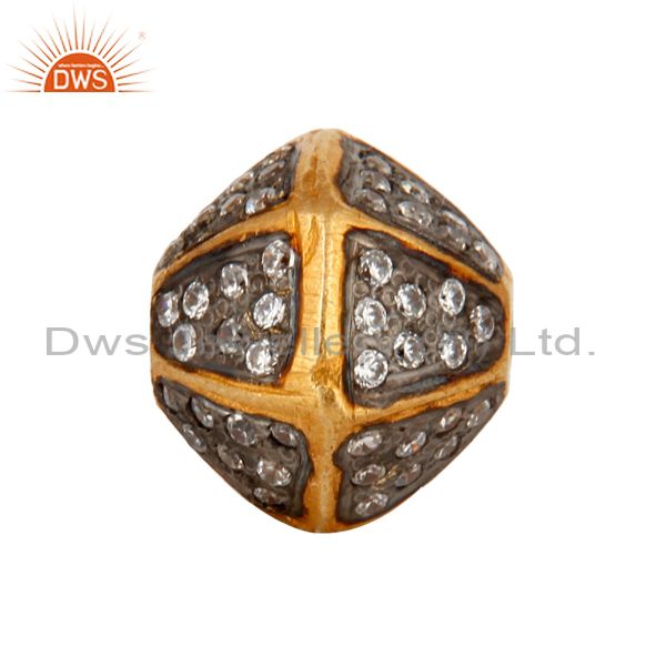 Exporter 18K Yellow Gold Plated Pave Cubic Zirconia Designer Beads Jewelry