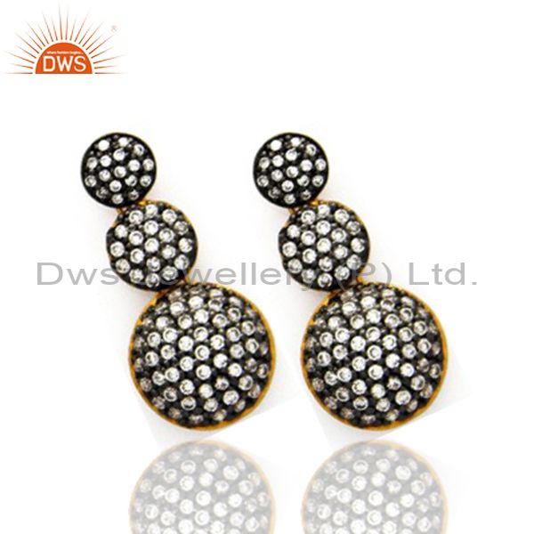 Exporter 18K Yellow Gold Plated Cubic Zirconia Womens Fashion Post Stud Earrings