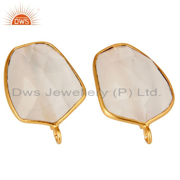 Exporter 18K Yellow Gold Plated White Moonstone Stud Earring Jewelry Assesories