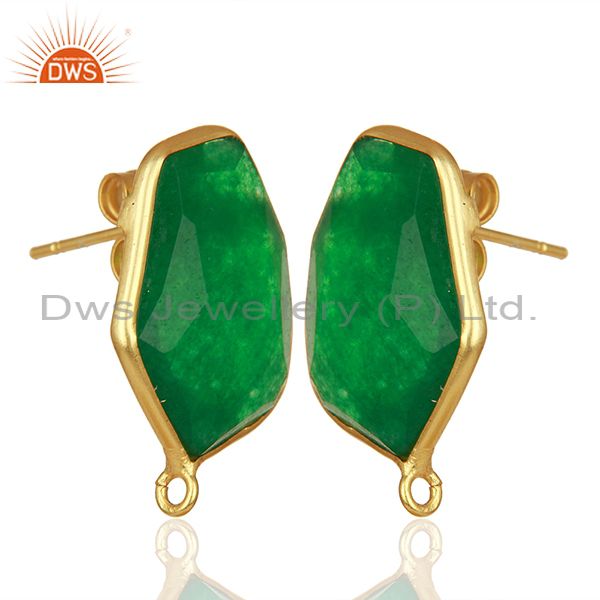 Exporter 18K Yellow Gold Plated Natural Green Aventurine Stud Earring Jewelry Assesories