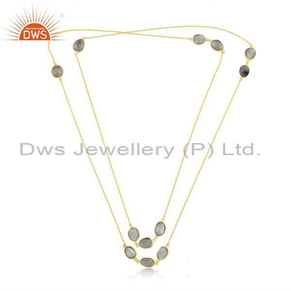 Exporter Multi Gemstone Gold Plated Brass Fashion Necklace Manufacturer India