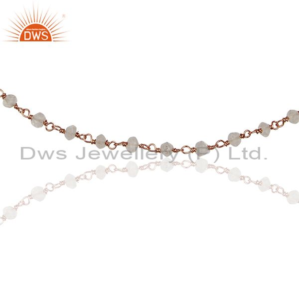 Exporter Rose Gold Plated 925 Silver Beaded Crystal Gemstone Bracelet Jewelry