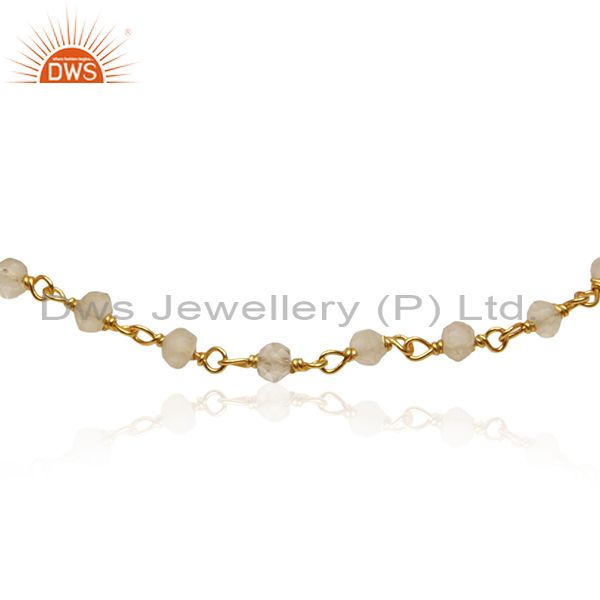 Exporter Lemon Topaz Gemstone Gold Plated Sterling Silver Beaded Bracelet Suppliers