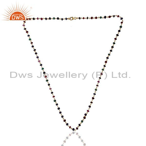Exporter Multi Tourmaline Gemstone Necklace in Sterling Silver Jewelry