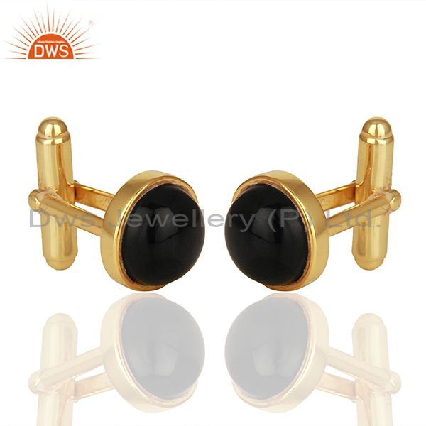 Exporter Gold Plated Black Onyx Gemstone Cufflinks jewelry Finding manufacturer