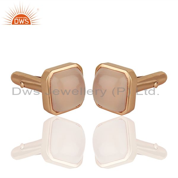 Exporter Rose Gold Plated Sterling Silver Mens Cufflink Jewelry Manufacturer