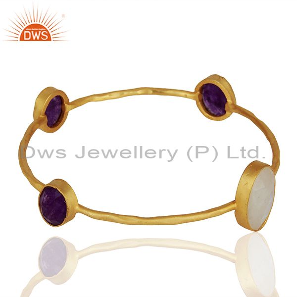 Supplier of Handmade gold on brass fashion multi gemstone bangle manufacturers