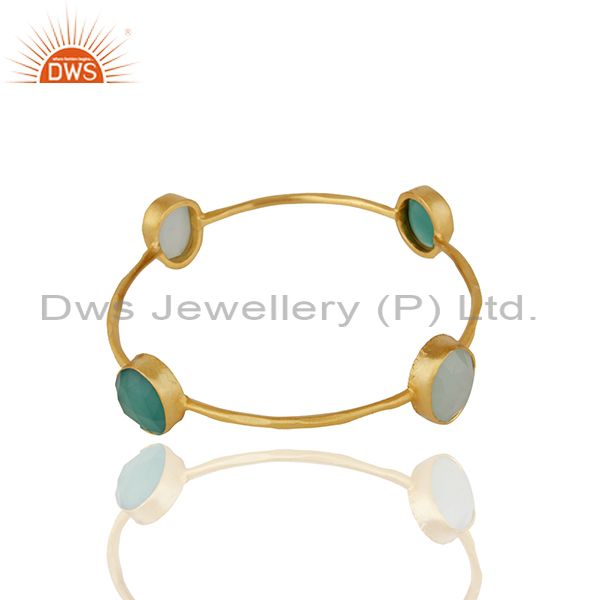 Supplier of Multi gemstone gold plated brass fashion women bangle wholesale