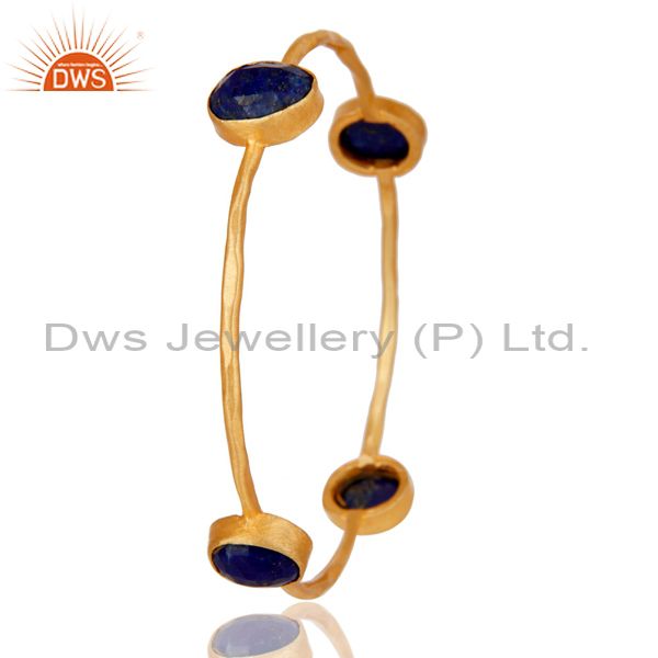 Supplier of Handmade 18k yellow gold lapis lazuli gemstone brass stacking bangle