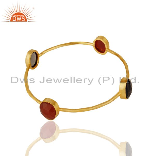 Supplier of Designer multi gemstone gold plated brass fashion bangle wholesale