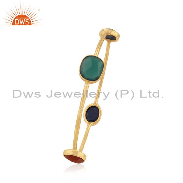 Supplier of Natural gemstone gold plated silver bangle jewelry supplier